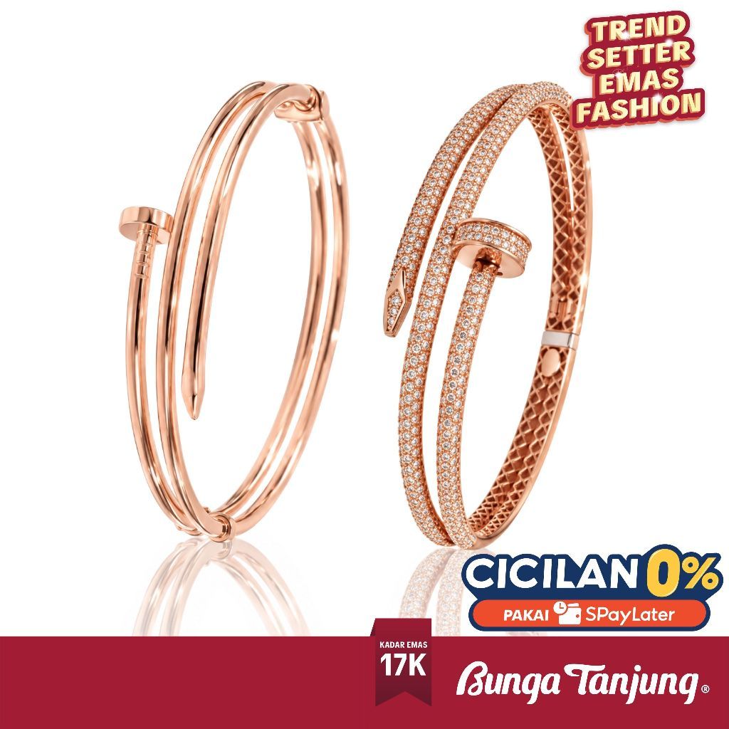 GELANG BANGLE PAKU SPIRAL - EMAS 17K - BUNGA TANJUNG GOLD
