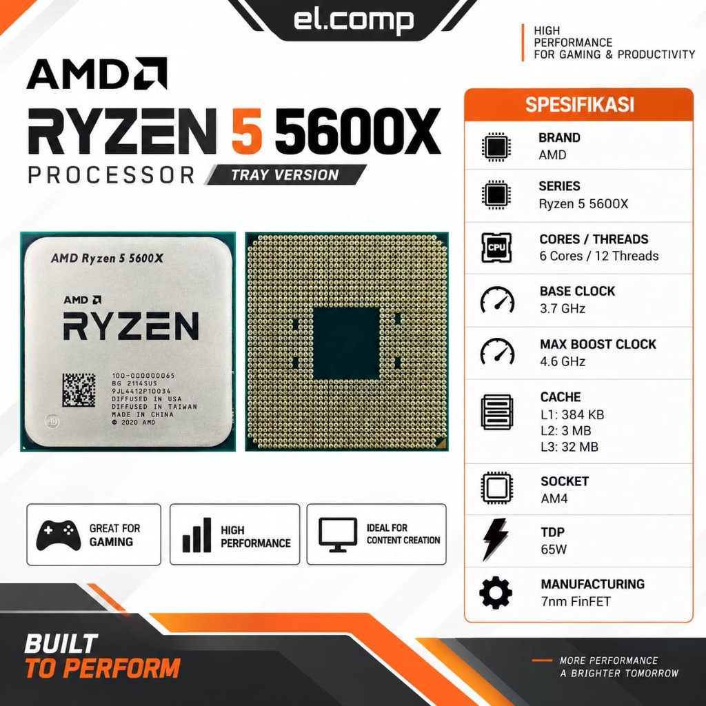 PROCESSOR AMD RYZEN 5 5600X TRAY SOCKET AM4