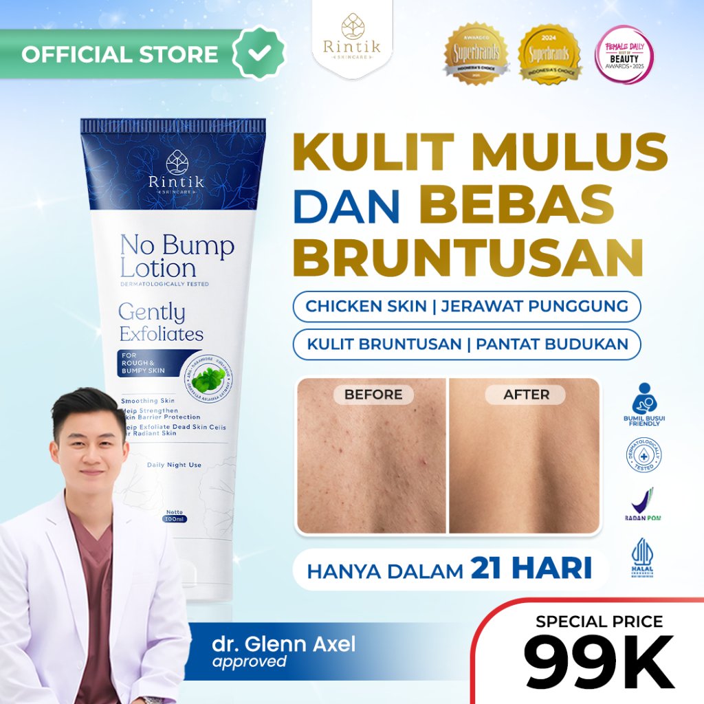 Rintik Skincare No Bump Lotion 100ml - Bantu Hilangkan Kulit Bruntusan, Chicken Skin, Selangkangan G