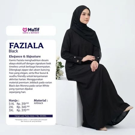 Mutif Gamis Faziala  Gamis Mutif Hitam Polos Putih Polos Terbaru 2026