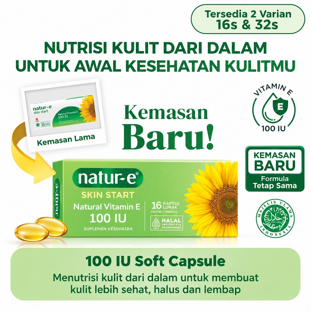 [themakeupguru] NATUR-E Skin Start Natural Vitamin E 100 IU - Suplemen Antioksidan Alami, Perlindung