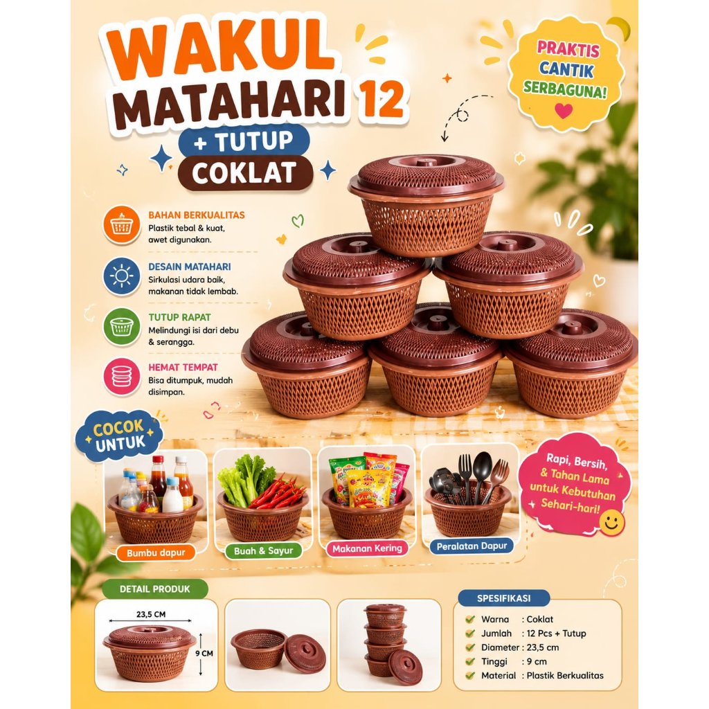 (OM) WAKUL MATAHARI 12 + TUTUP / WAKUL HAJATAN / WAKUL TUTUP MOCCA