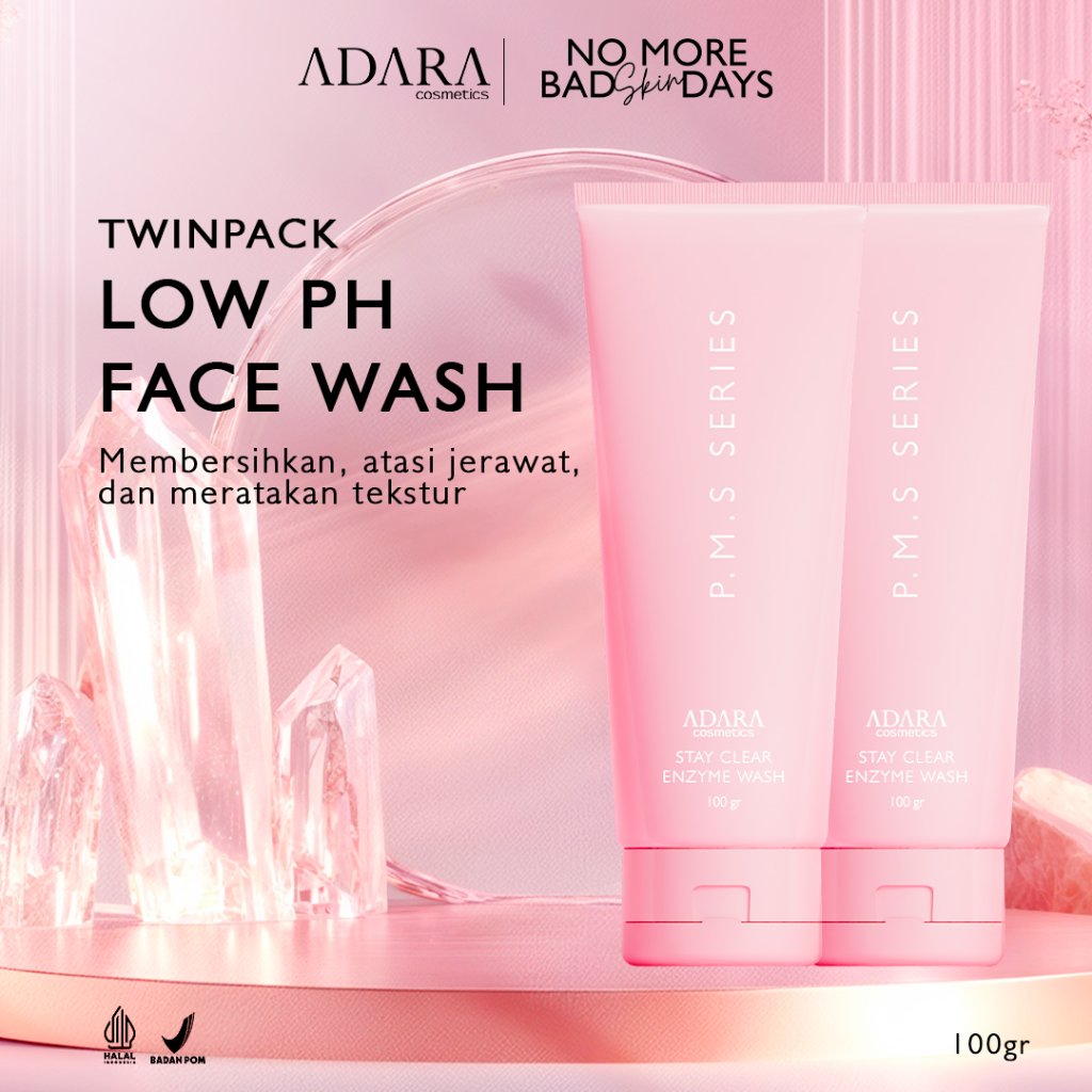 [Twin Pack 2 pcs] ADARA - P.M.S Series Stay Clear Enzyme Wash | Low ph face wash Sabun cuci muka jer