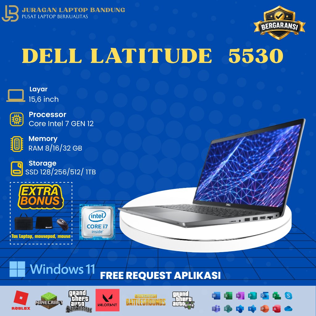 Laptop DELL LATITUDE 5530 I7 GEN 12 RAM 16GB SSD 256/512GB