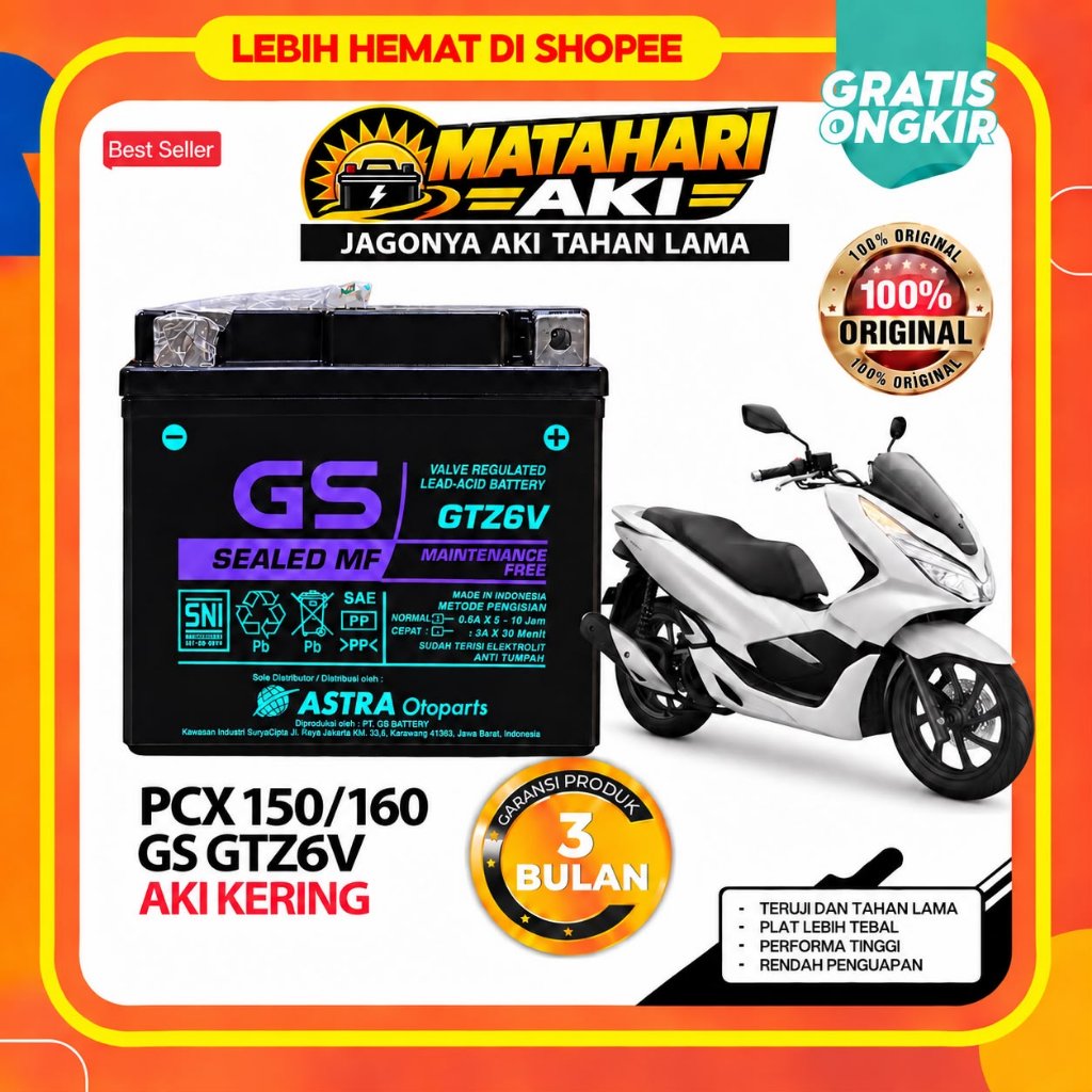 Aki Motor PCX 150 GS Astra GTZ6V Aki Kerning Original