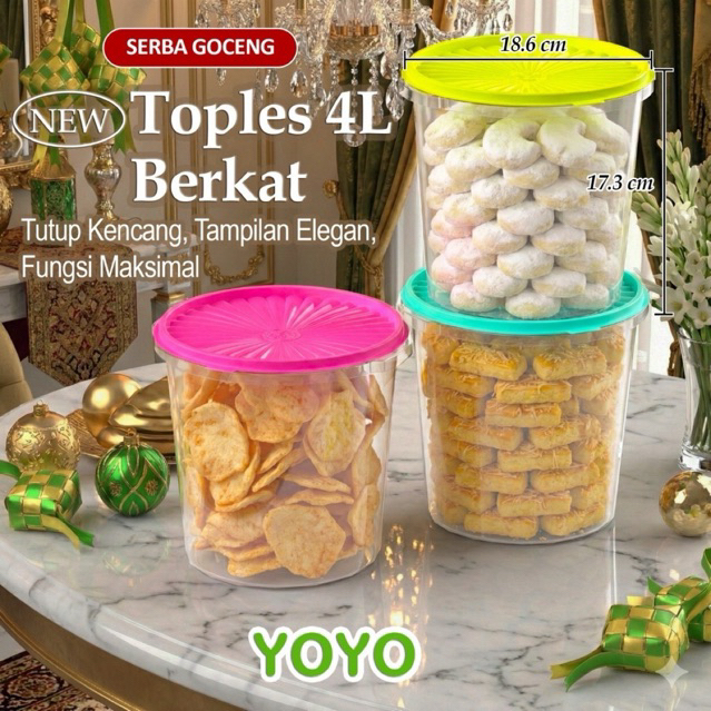 Toples Plastik Bening Sealware 3 Liter dan 4 Liter / Toples Jajanan Lebaran / Toples Kerupuk Snack