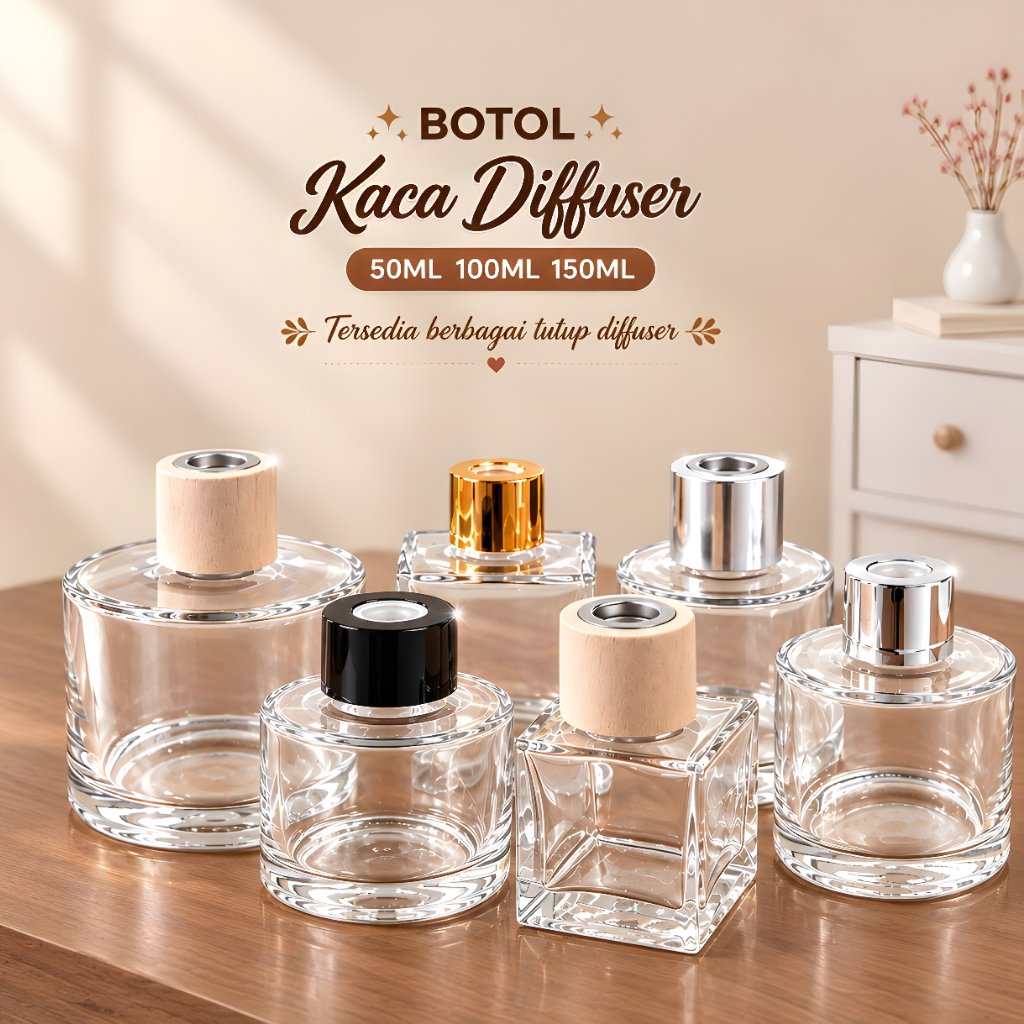 Botol Diffuser Aromaterapi 50ml 100ml 150ml Pengharum Ruangan Aroma Terapi Oil Minyak Essential Oil 