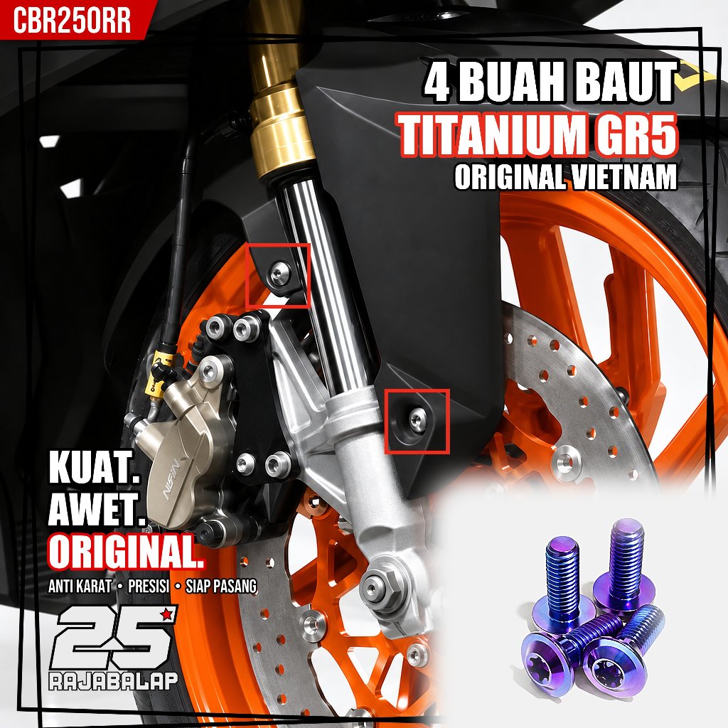 4 Baut Spakbor Depan Titanium GR5 CBR250RR CBR 250RR Honda