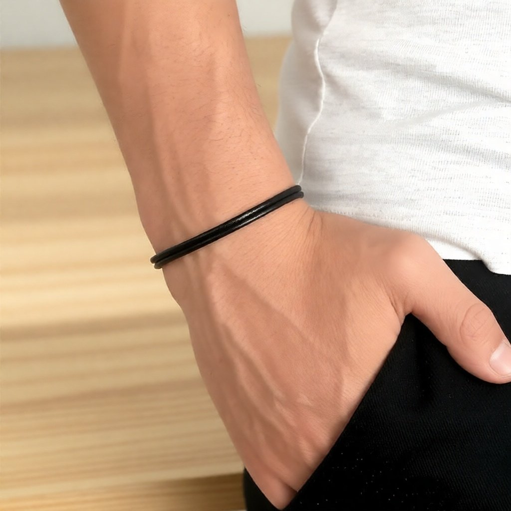 Gelang Tali Korea Polos Hitam | Gelang Serut | Gelang Pria Wanita Anak | Gelang Tali Serut