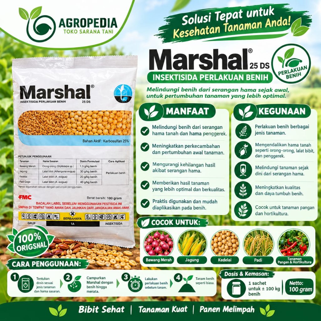 Insektisida Marshal Bubuk 25 DS Untuk Benih 25g