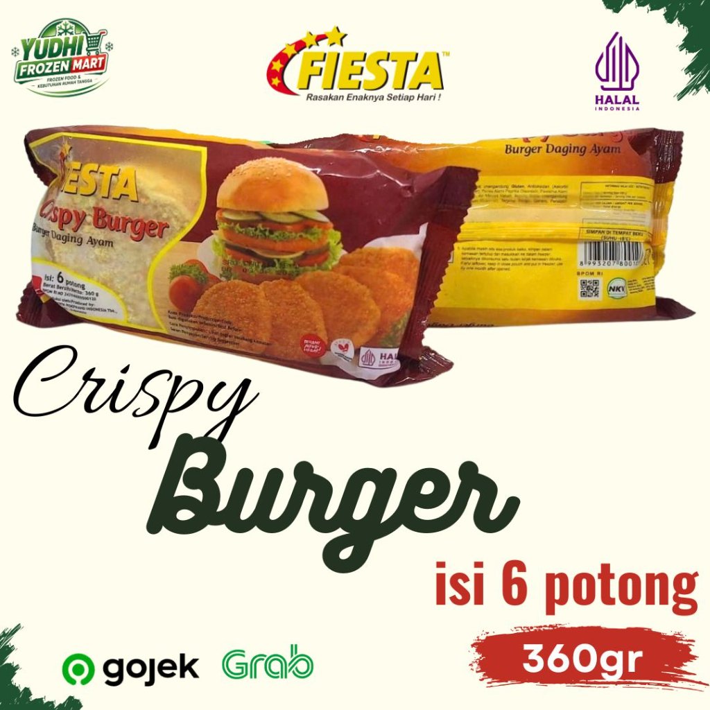 Fiesta Crispy Burger 360g | Patty Burger Ayam Crispy | Burger Frozen | Frozen Food