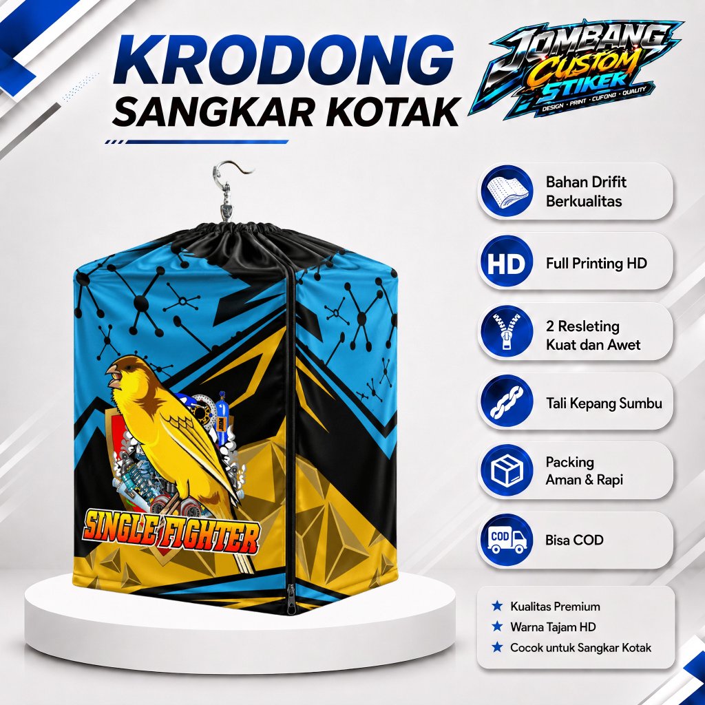 Krodong Sangkar Kotak Kosan Custom Premium | Cover Sangkar | Full Printing HD | Desain Kenari | Jahi