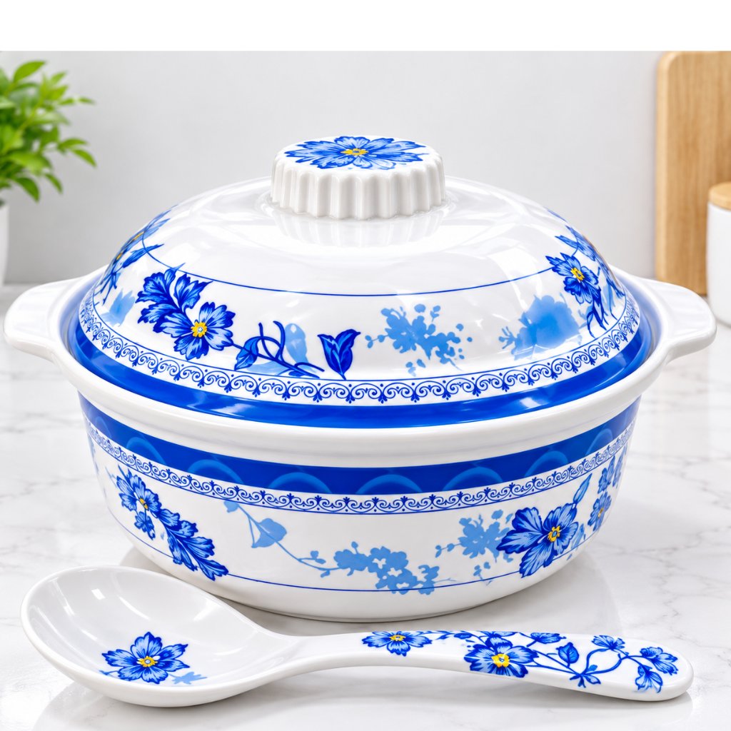 1 SET MANGKUK MELAMIN PRASMANAN SUPER JUMBO BIRU TIONGKO MANGKUK BESAR