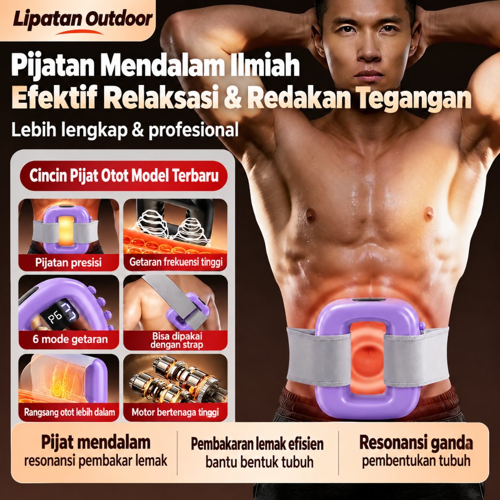 Lipatan Outdoor Cincin Pijat Otot Model Terbaru Alat Pijat Perut Getaran Frekuensi Tinggi 6 Mode Get