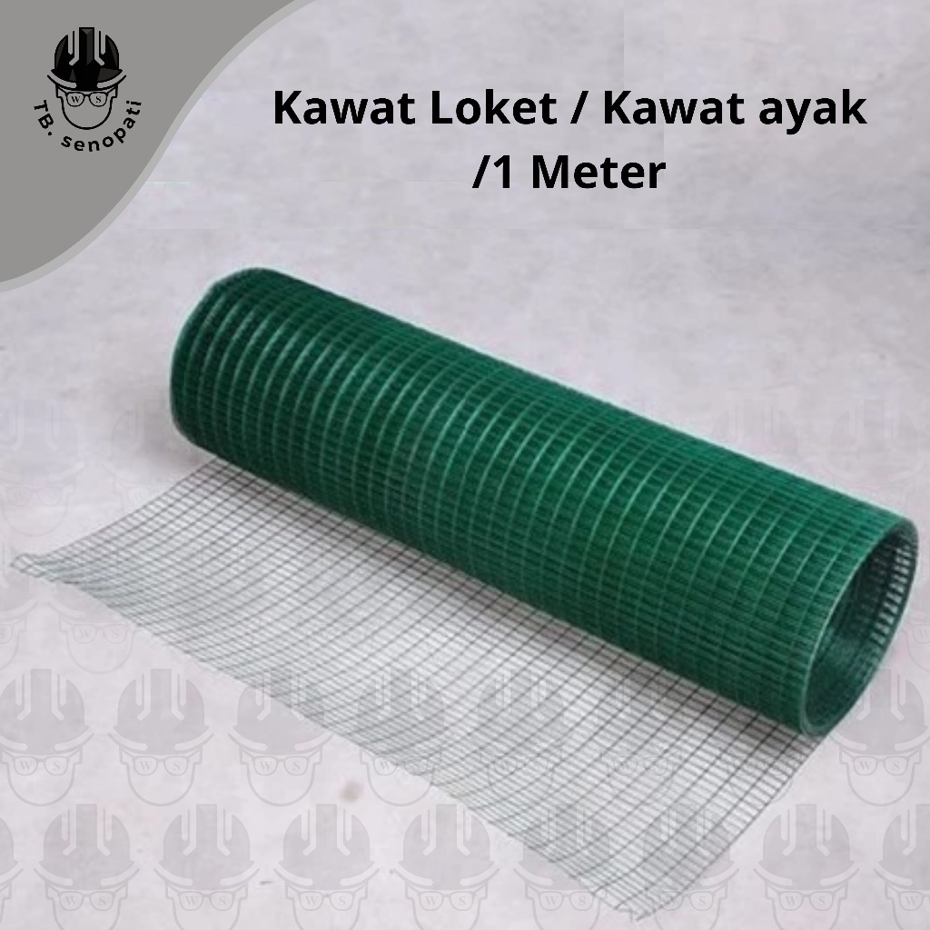 Kawat Loket Kawat Ayak 1/2, 3/4, 1 Meter Jaring Kawat Gulung Warna Hijau
