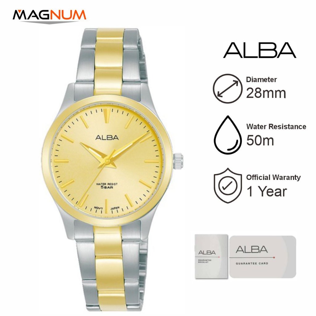 Jam Tangan Wanita ALBA ARSZ14 Silver Gold Stainless Steel
