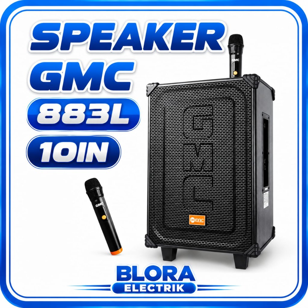 Speaker GMC 883L Ukuran 10 inc Free 1 mic Whireless Speaker bluetooth Portabel