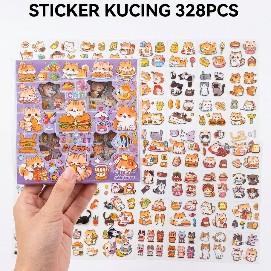 DIY Sticker Hewan 328PCS / Motif Nya / Tempelan LUCU Stiker Deco Gift Tema BINATANG Stiker Tumbler A