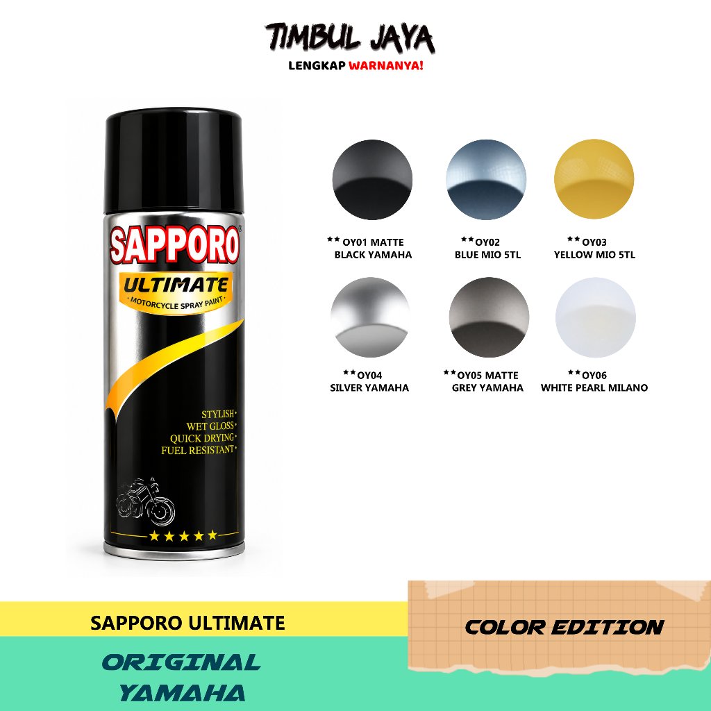Sapporo OY01 OY02 OY04 OY05 Original Yamaha / Cat Hitam Doff Yamaha / Cat Silver Yamaha / Cat Biru M