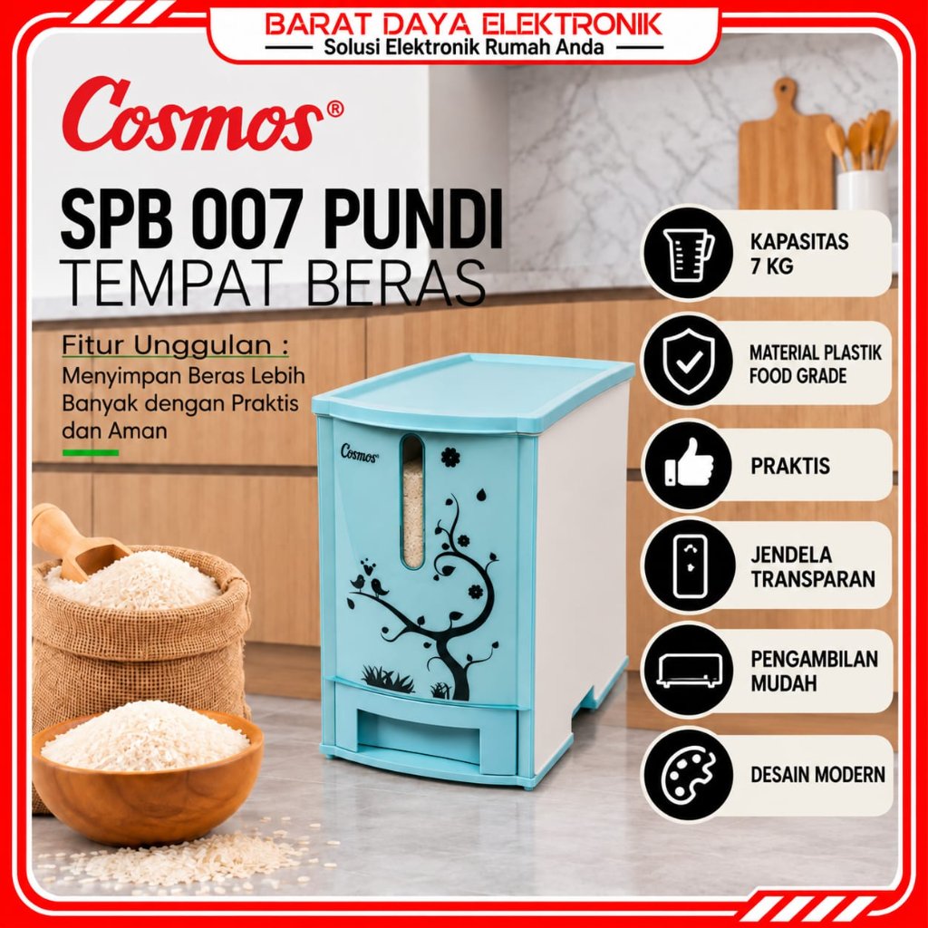 Cosmos 007 Pundi Sarana Penyimpan Beras [7 Kg] Rice Box Cosmos Tempat Beras Comos