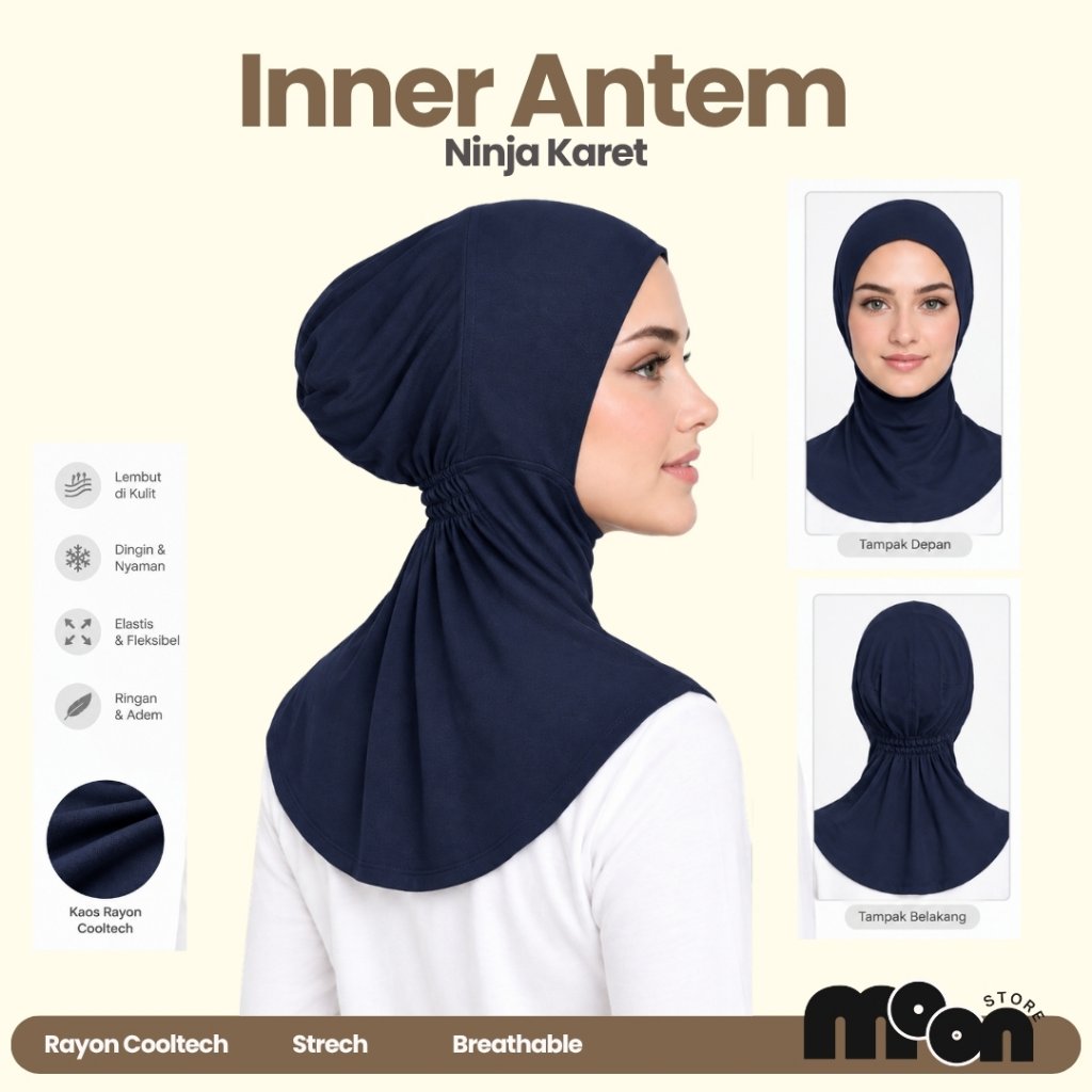 MoonS Inner Ciput Ninja Antem Belakang karet Bahan Rayon Cooltech Adem Dingin Halus Nyerap