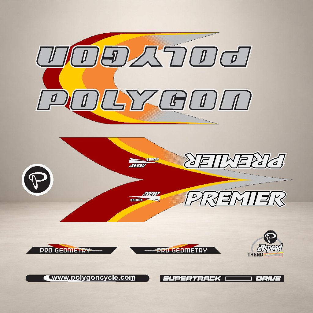 DECAL STICKER SEPEDA POLYGON PREMIER PRO GEOMETRY PRINT TRANSPARANT UV