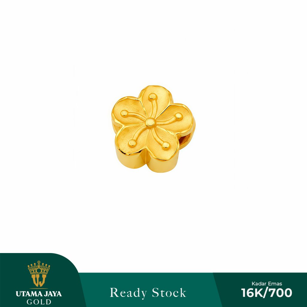 Charm Liontin Emas Model Bunga Sakura Cherry Blossom 700/16K - Charrm Gelang Tali