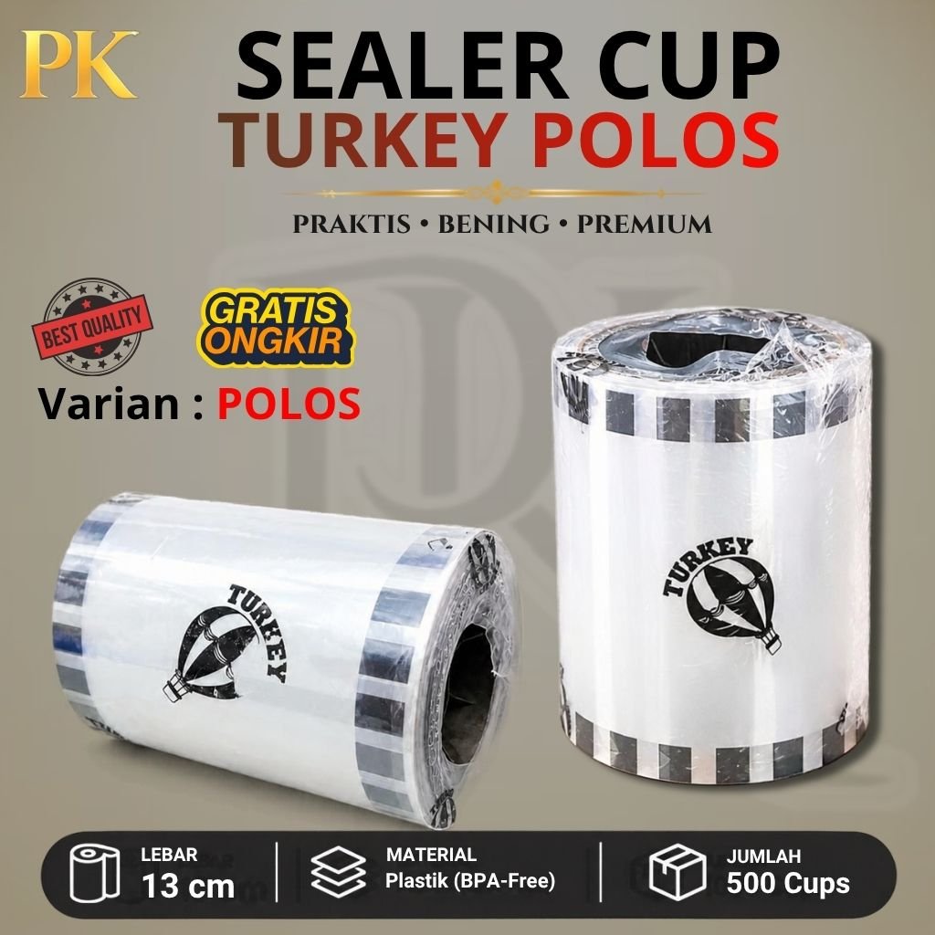 [500 PCS] Seal Cup Plastik Pres Motif Polos Turkey Tutup Gelas Pres Sealer Cup