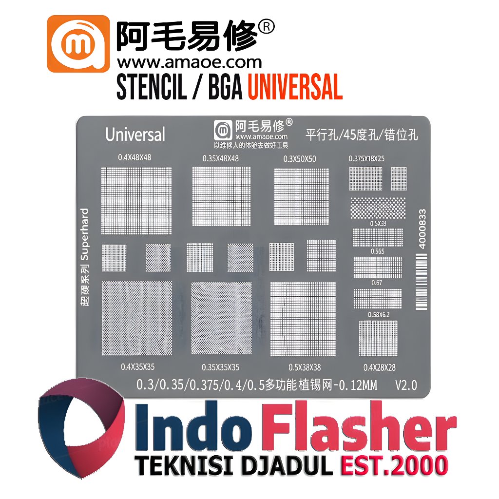 Amaoe Plat BGA Stancil Universal - CPU Reballing Stencil Universal
