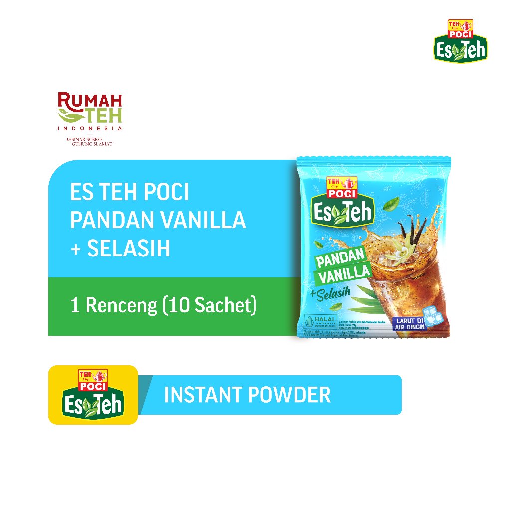 Instant Powder Es Teh Poci Teh Pandan Vanilla Selasih