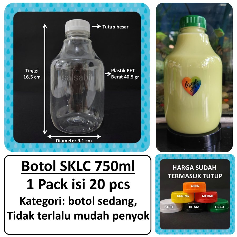 Botol SKLC 750ml / botol plastik 750ml / botol unik (isi 20 pcs)