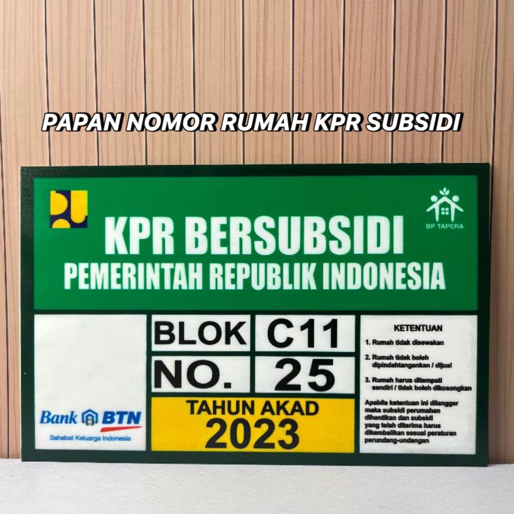 PLAT NOMOR RUMAH KPR BERSUBSIDI