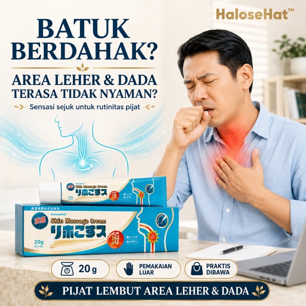 Halosehat Gel Tenggorokan Herbal 20g untuk Bersihkan Dahak Paru-Paru, Batuk Berdahak, Dada Sesak & N