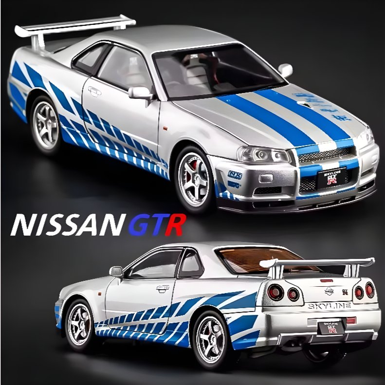 Diecast Mobil Miniatur Nissan GTR R34 Diecast Skala 1:32 Fast and Furious JDM Car R34