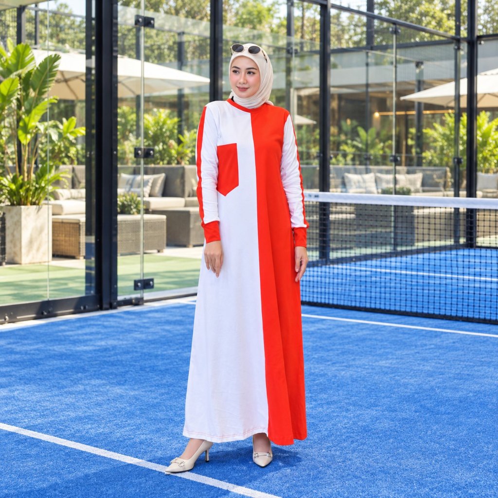 New Model Dress Kemerdekaan Dress Cantik Outfit Sederhana Matt Katun Combad Merah Putih Dress