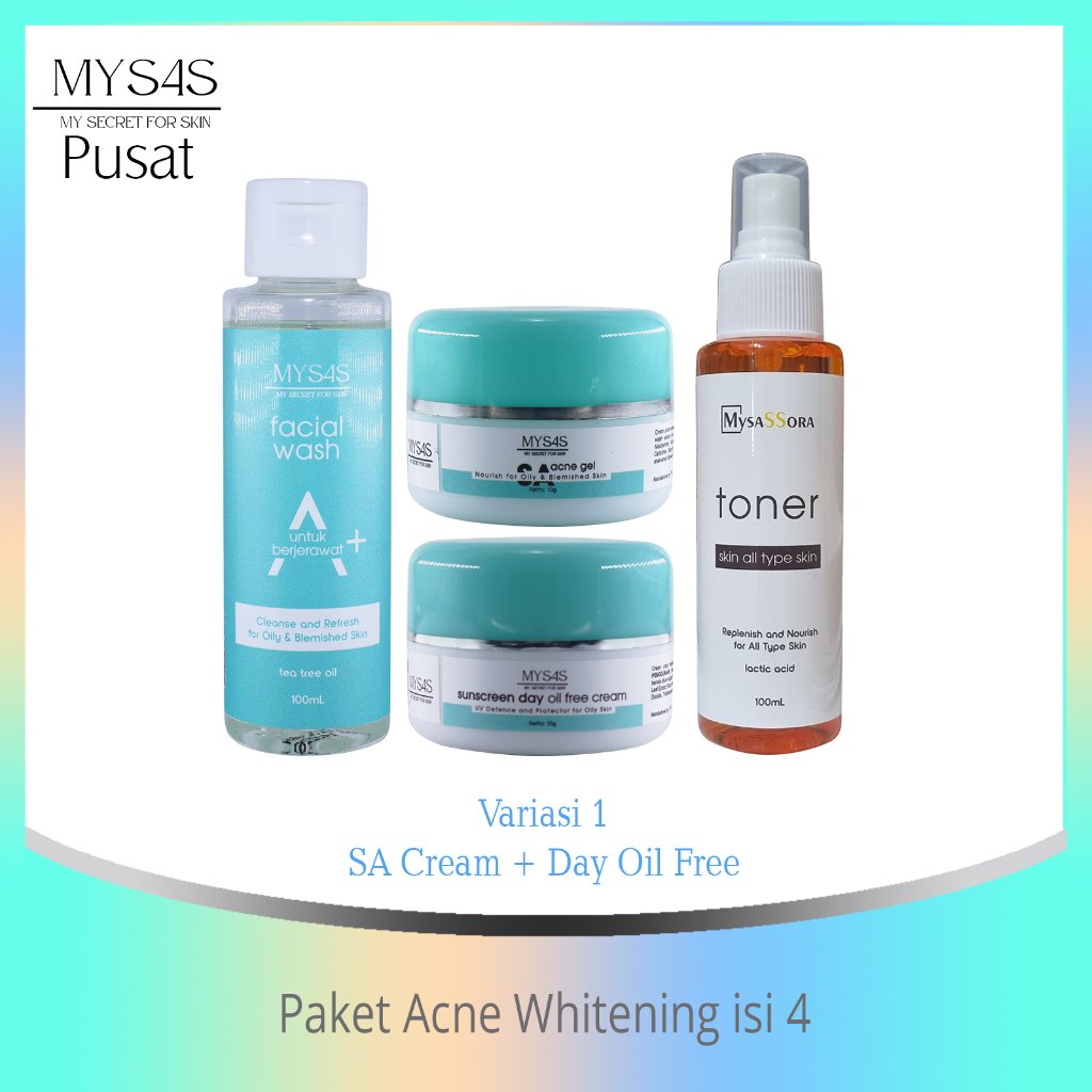 MYSAS Skincare Paket Acne Whitening isi 4/ paket jerawat bpom murah / acne glowing