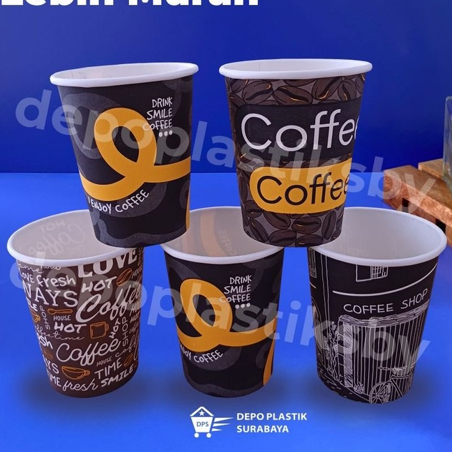 Paper Cup 8oz KAMIPACK / Paper Cup 8oz Motif / Gelas Kopi / Gelas Kertas / Paper Cup Printing