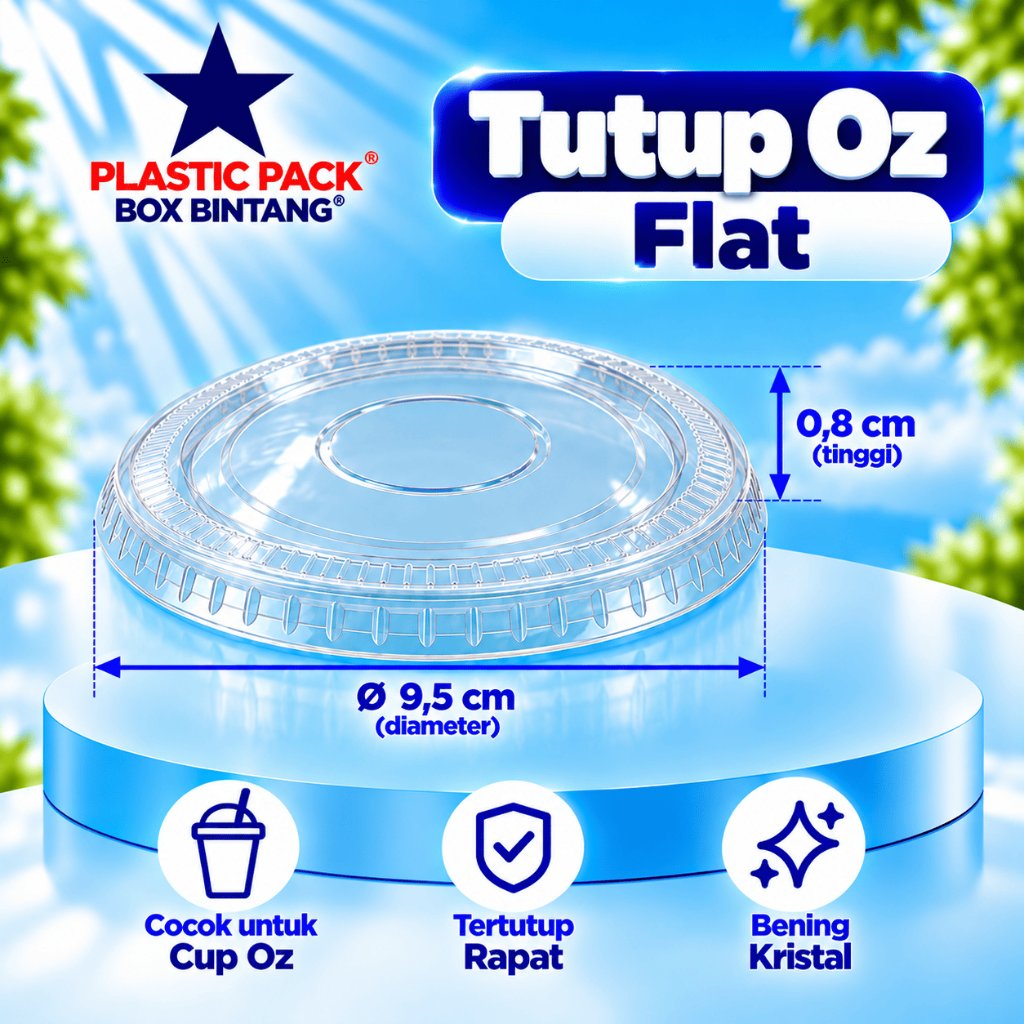 Tutup Oz Flat untuk Cup Oz, Es Teh, Jus Buah dan Kopi
