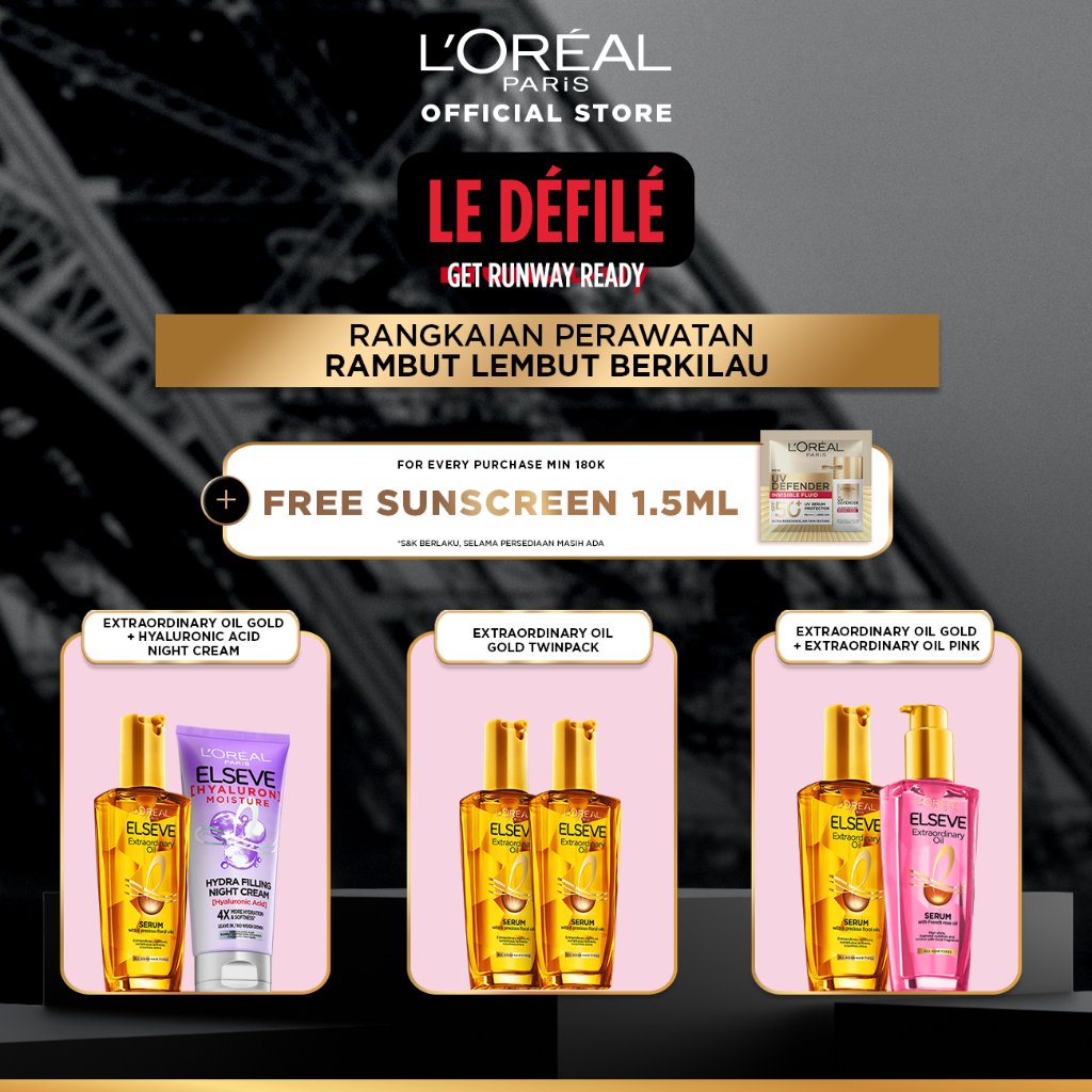[BUY 1 GET 1] L'Oreal Paris Elseve Extraordinary Oil Gold Hair Serum & Hair Treatment Kit - Rambut H