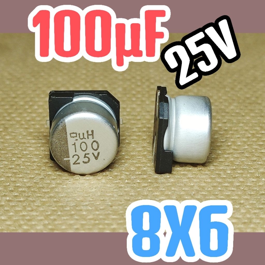 Solid kapasitor capasitor elko elco SMD 25v 100uf 25v 100 uf 25 v 25 volt 8X6 ORIGINAL