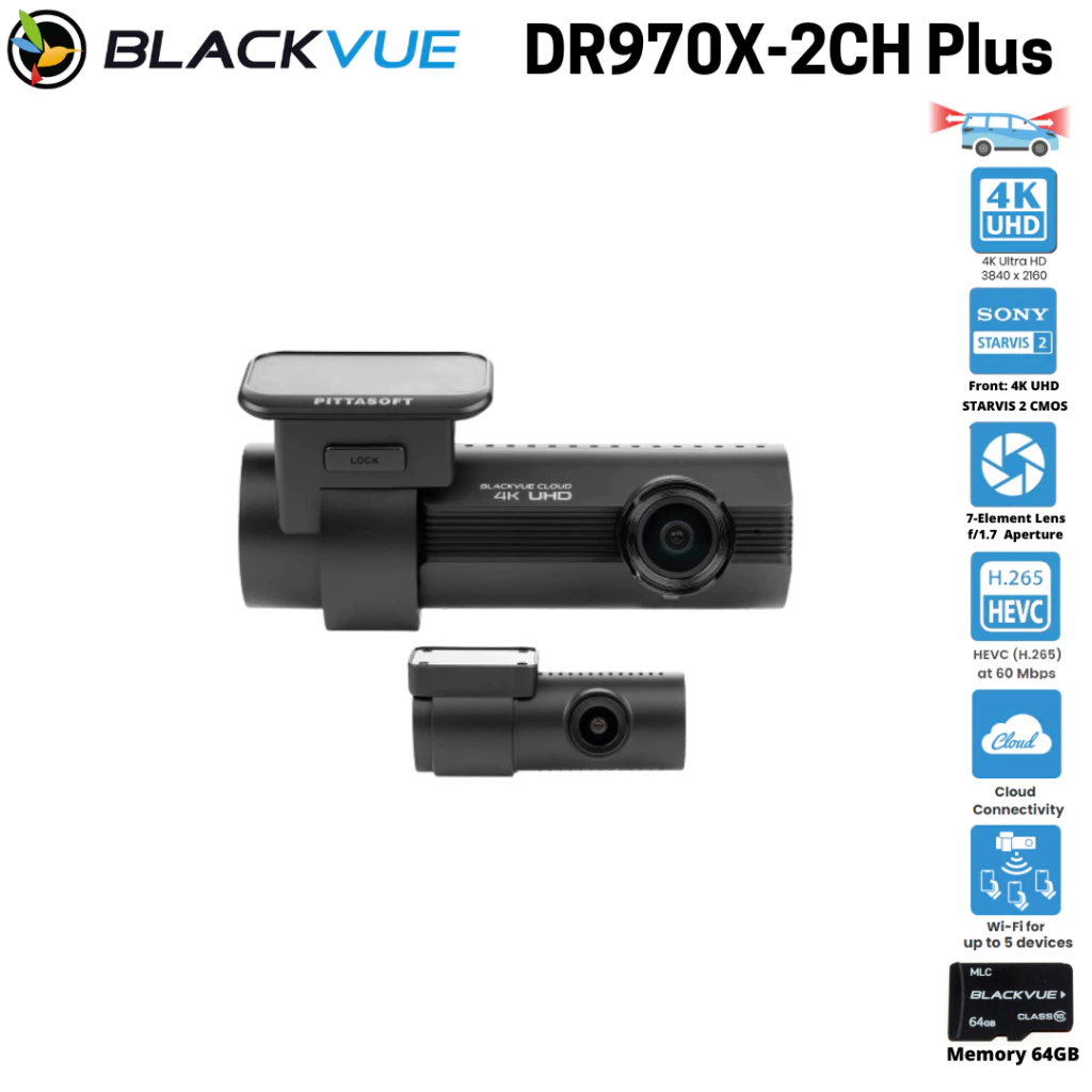 Blackvue DR970X 2CH Plus 4K UHD Cloud, GPS, Parking Mode Dashcam