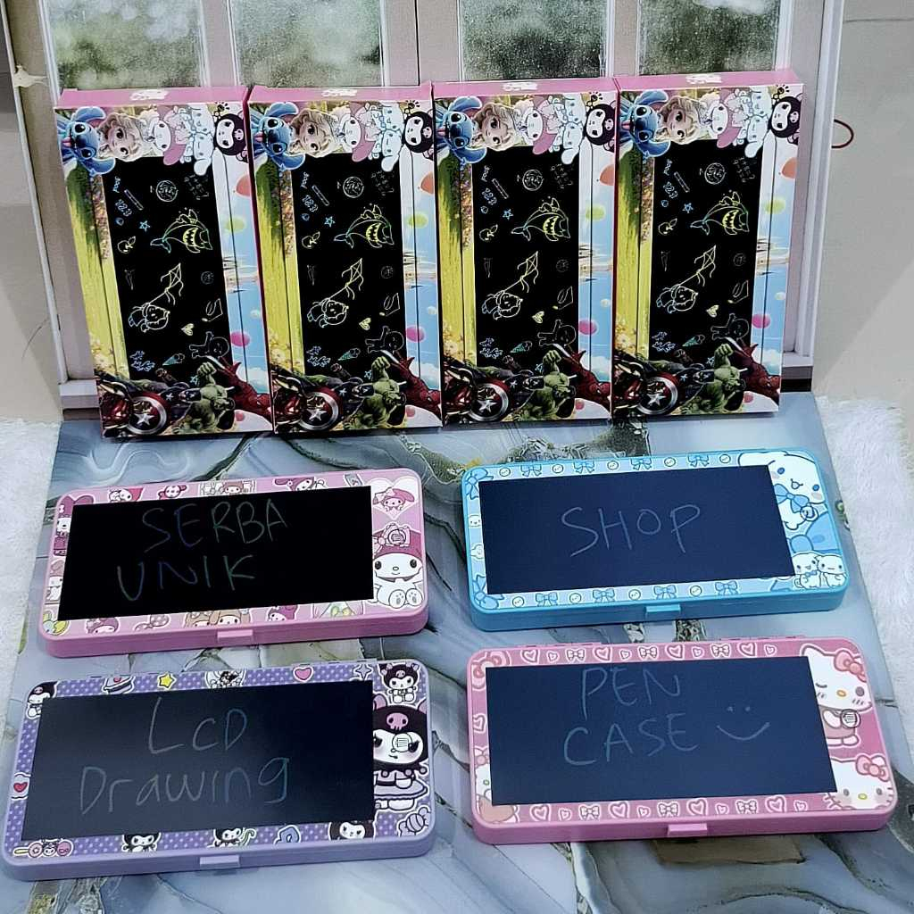 

(SERBU) Kotak Pensil Drawing Box Motif Lcd Drawing Box Tempat Pensil dan Papan Coret Anak Kreatif