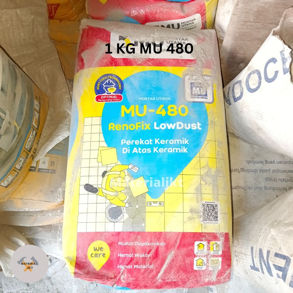 1 KG MU 480 Ecer Semen Instant Keramik Di atas Keramik Tile on Tile Pasir Pasang Keramik Ecer Termur