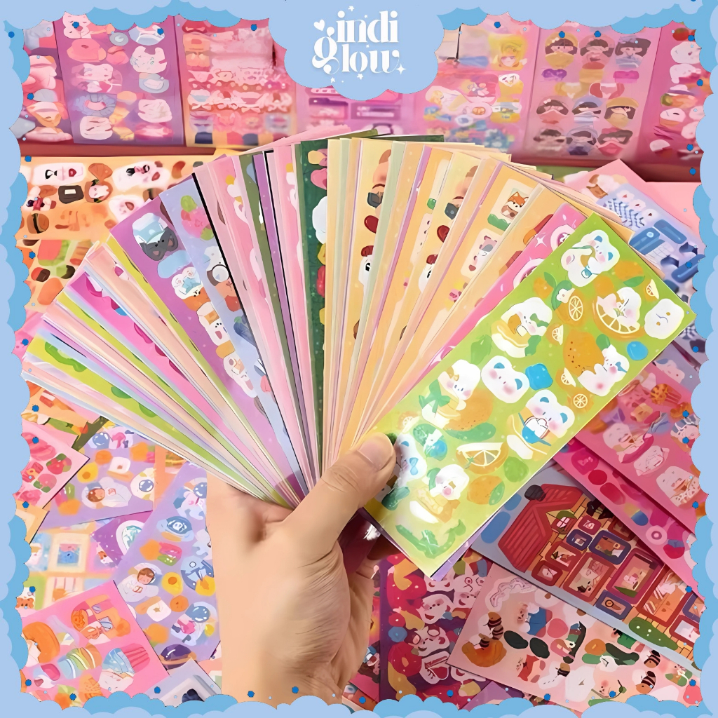 

IG 100 Lembar Stiker Pack DIY Gantungan Aklirik Dekor Sleeve Photocard Kpop Sticker Shiny Cartoon