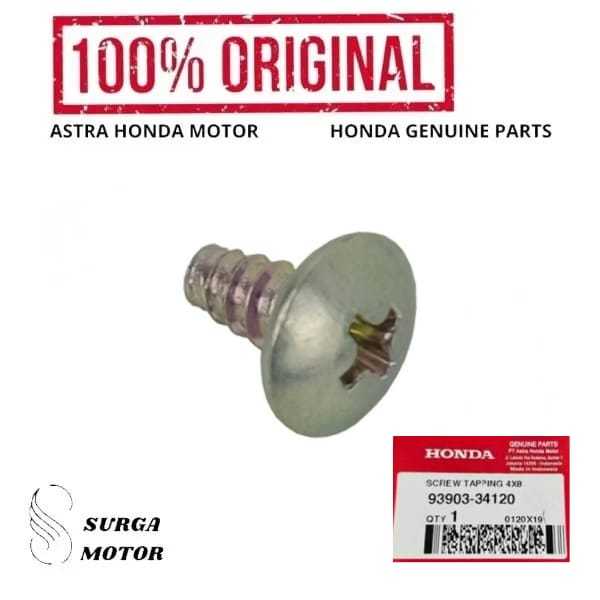 Baut Mur Screw Tapping 4X8 Motor Honda ADV 150 160 BeAT FI K25 Scoopy eSP K93 PCX 160 Tiger 2000 Sty