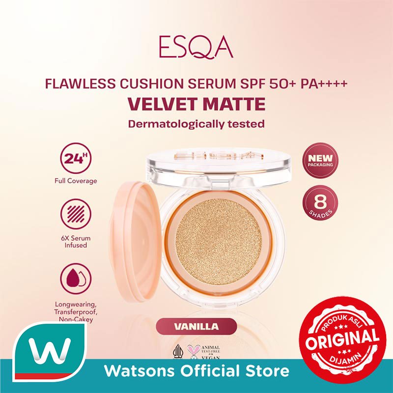 Esqa Flawless Cushion Serum SPF 50+ PA++++ Velvet Matte Vanilla 15g