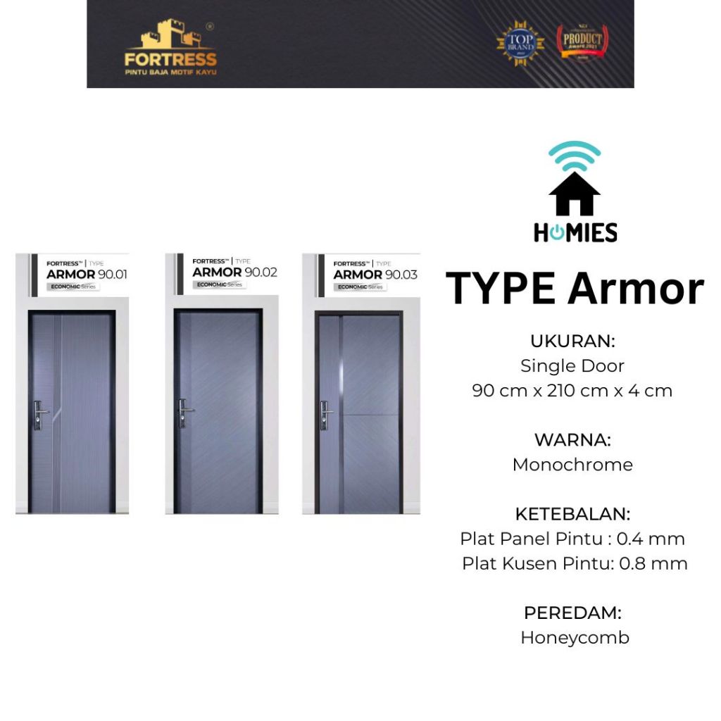 Pintu Kamar/Pintu Rumah/ Pintu Baja Fortress 90x210 Armor Series