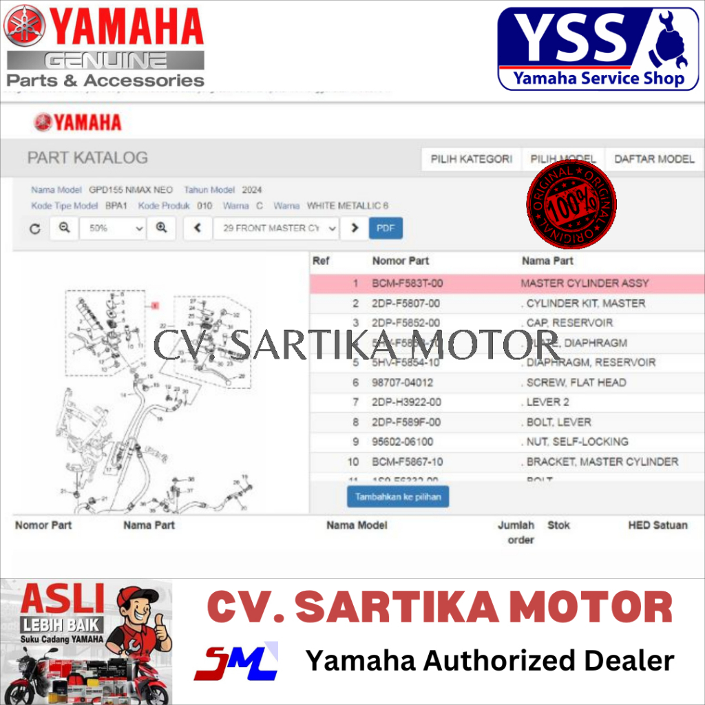 MASTER CYLINDER ASSY (BCM4) NMAX NEO /BCM-F583T-00