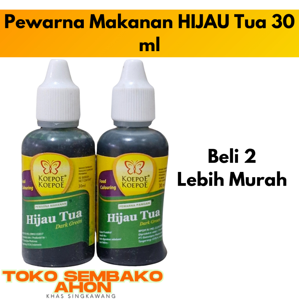 

Koepoe Koepoe Pewarna Makanan HIJAU Tua 30 ml / Pewarna Hijau Muda Tua / Koepoe Koepoe Green Food Coloring / Pewarna Hijau Masakan 30ml
