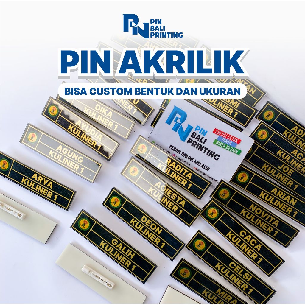 

NAMETAG AKRLIK, PIN AKRILIK CUSTOM PROSES CETAK CEPAT
